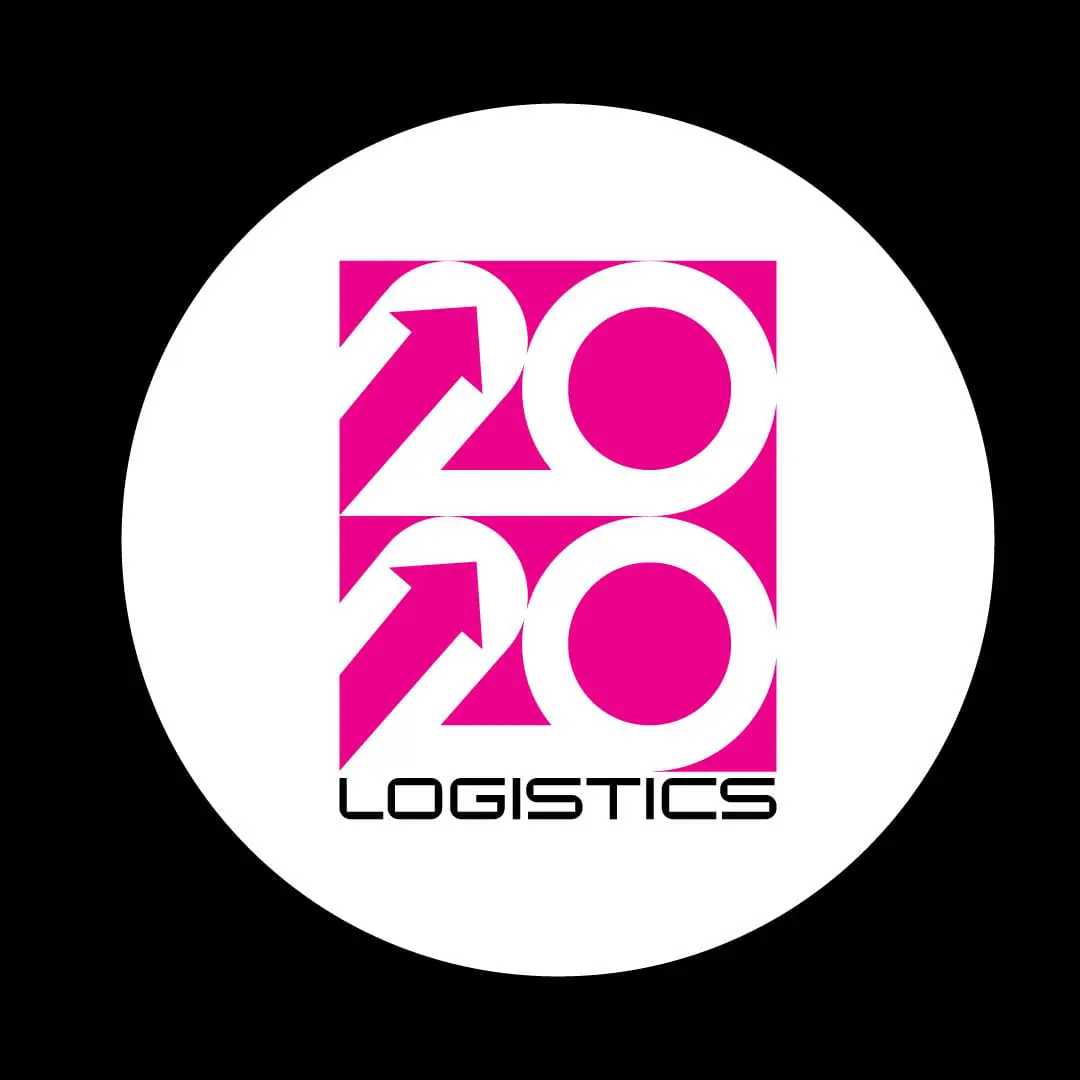 Black, pink and white circle Logistics logo
