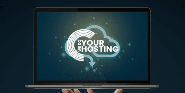 WeDoYourHosting logo on Mac laptop screen