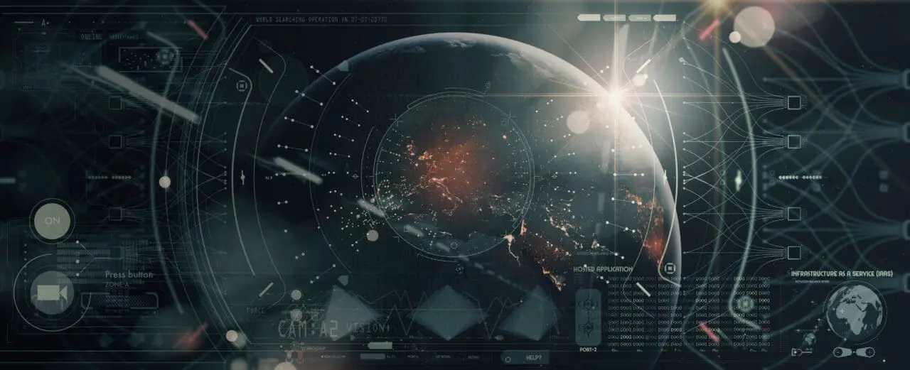 HUD ui futuristic user interface. 3d global world map and business data charts. Digital screen of head up display dashboard panel, blue holograms of circular diagram, statistic graphs.