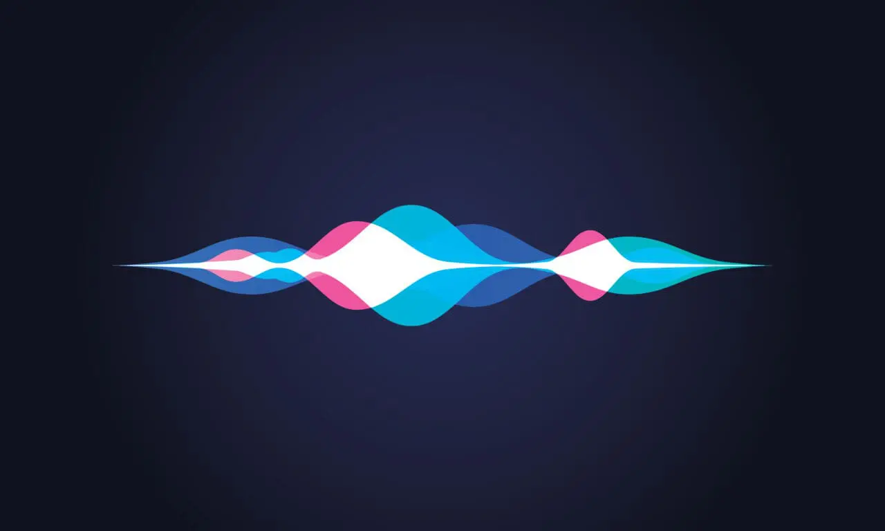 Vector illustration of soundwave intelligent technologies. Personal assistant or voice recognition gradient logo.
