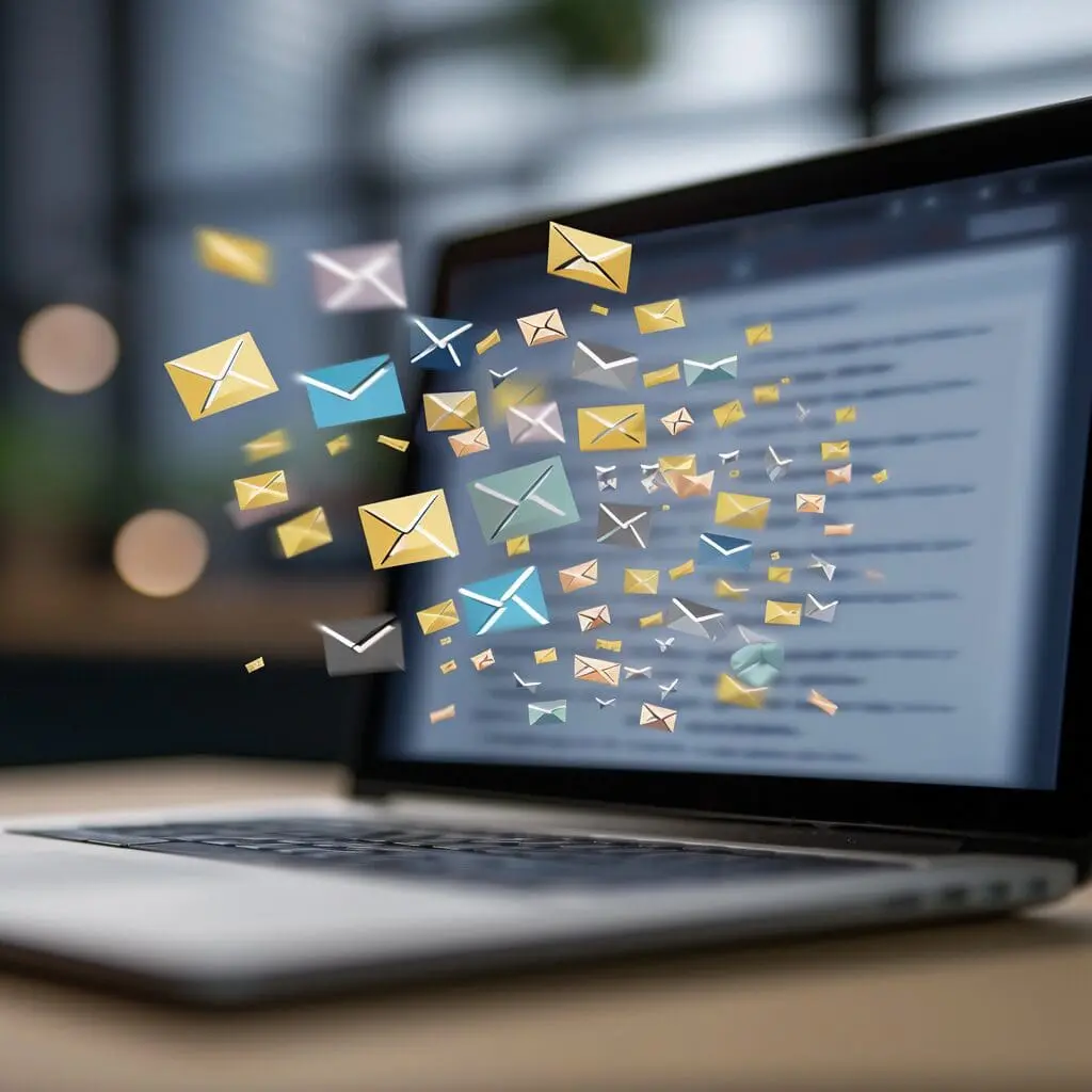 laptop with spam email messages