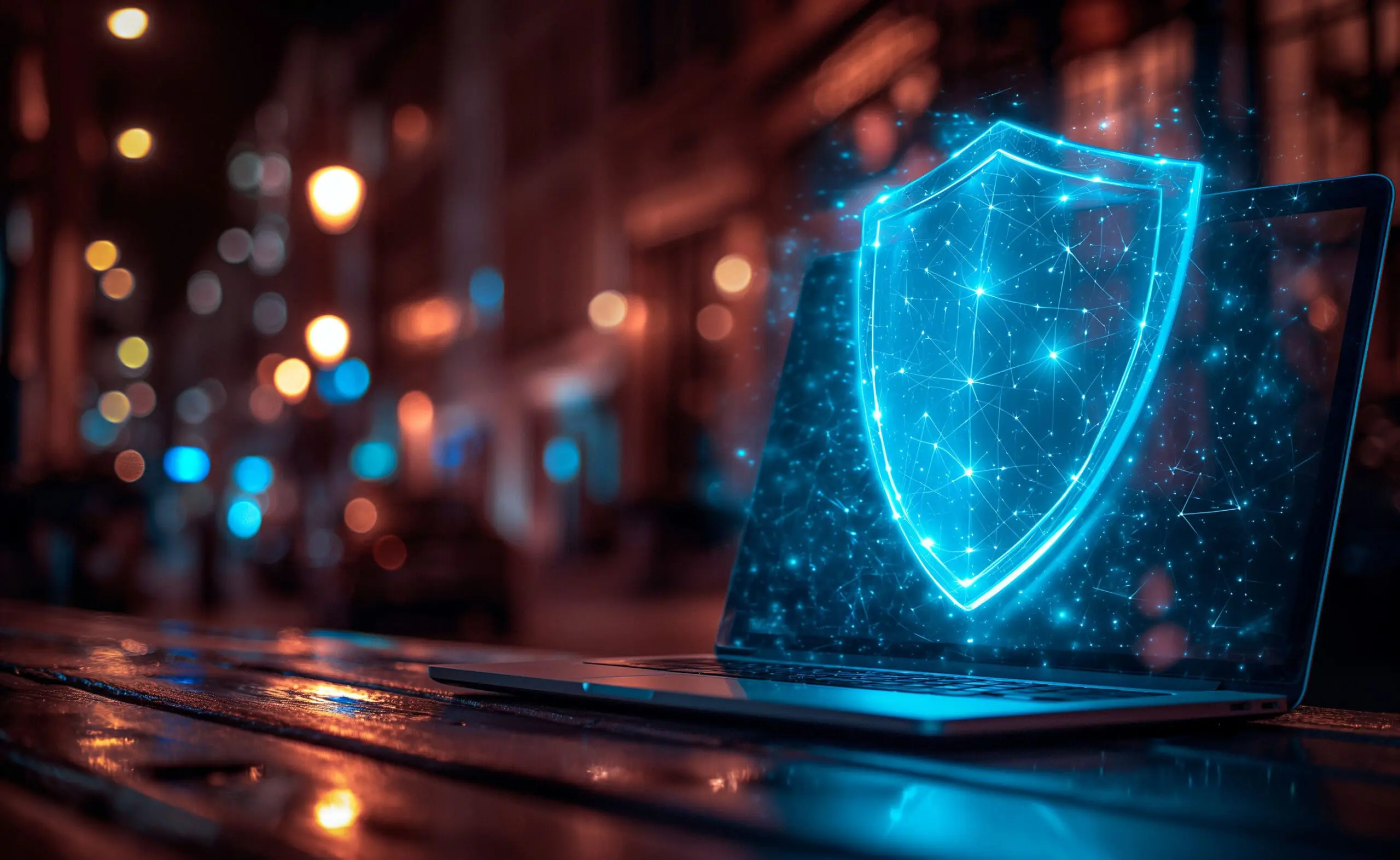 Vivid depiction of a secure network with a glowing lock icon, highlighting the essentials of cybersecurity and the significance of maintaining privacy