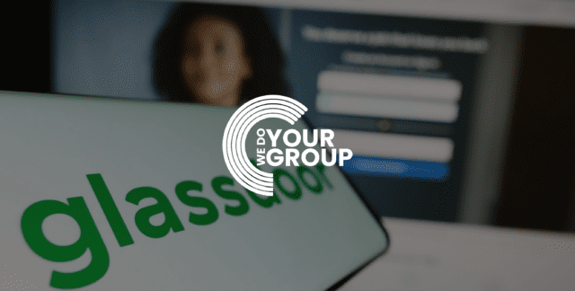 Glassdoor logo by open browser tab with glass door in it
