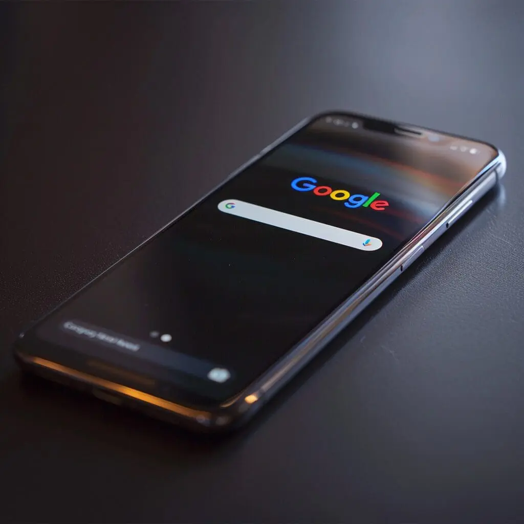 a mobile phone with the google browser open
