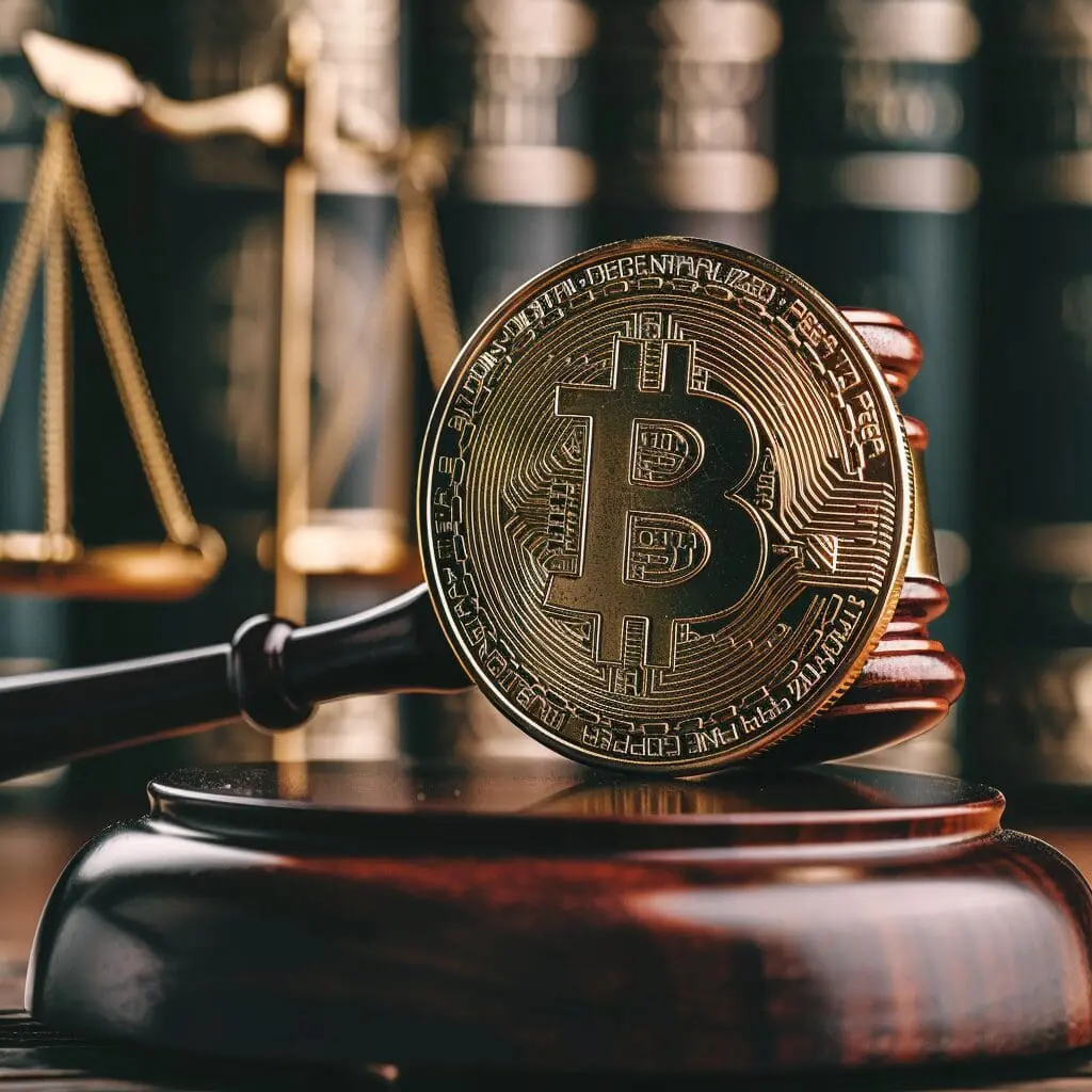 Bitcoin symbol and gavel