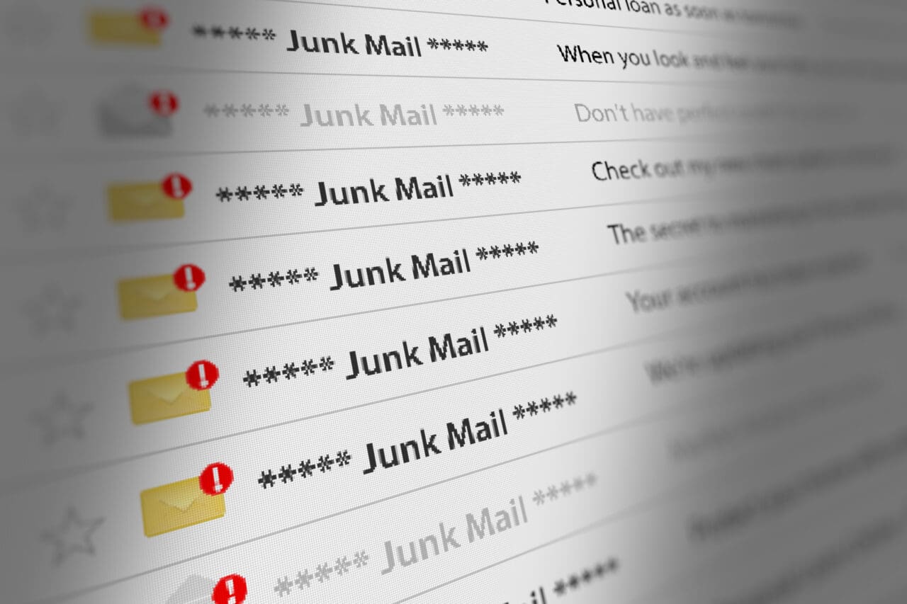 Close Up Shot of Junk Mail Box UI on Webmail