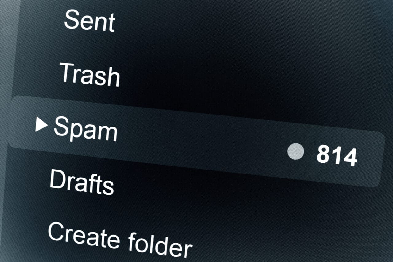 Black mail interface with the word SPAM. The concept of fighting unwanted emails.