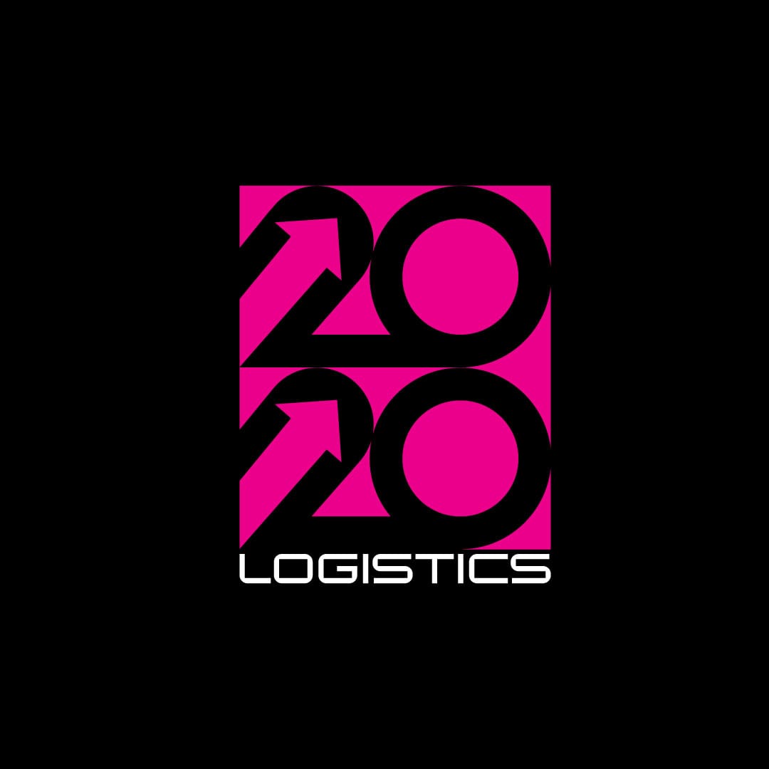 pink, white and black logistics logo