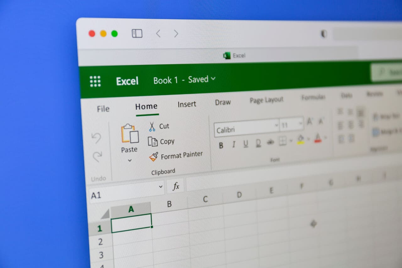 Microsoft Excel closeup on Mac screen