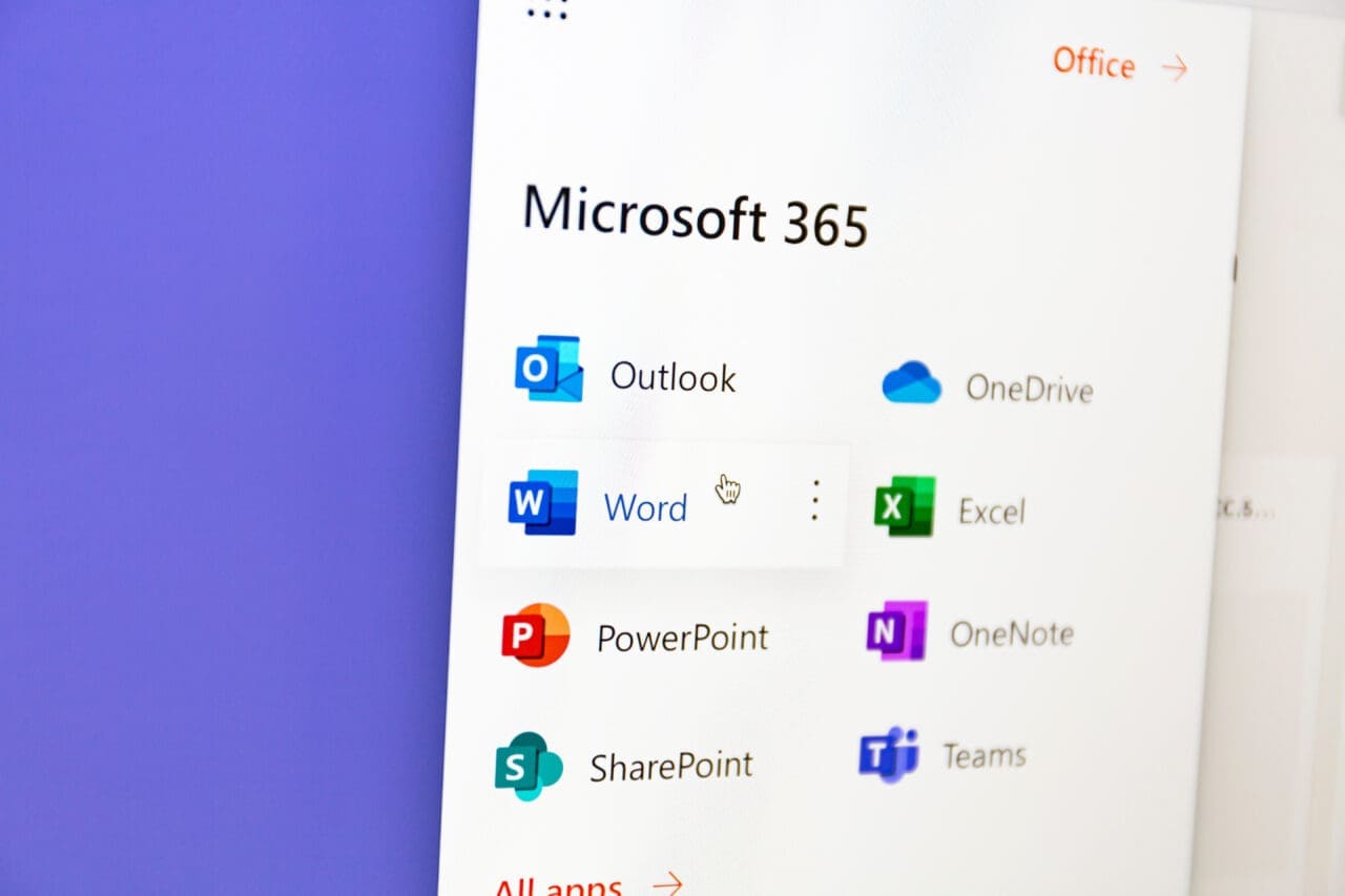 Microsoft 365 web apps on a computer screen.