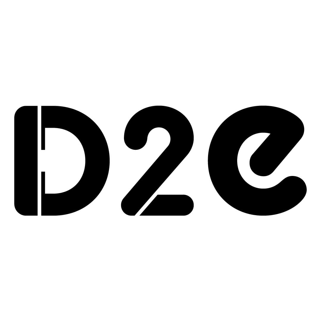 D2E Black logo Rebranding on white background