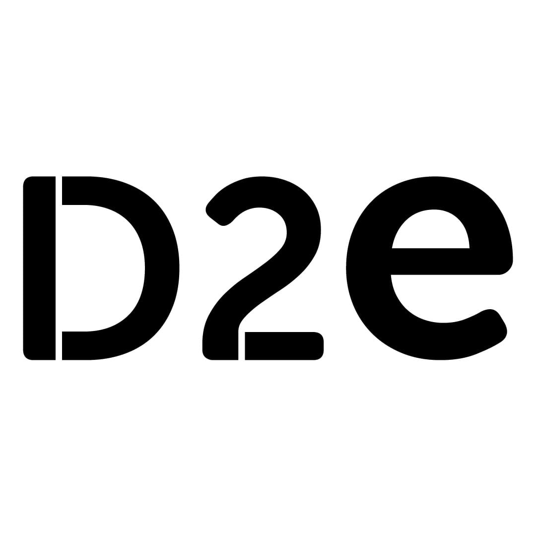D2E Black logo Rebranding on white background