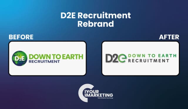D2E Recuitment Rebrand - Logo before and after - WeDoYourMarketing