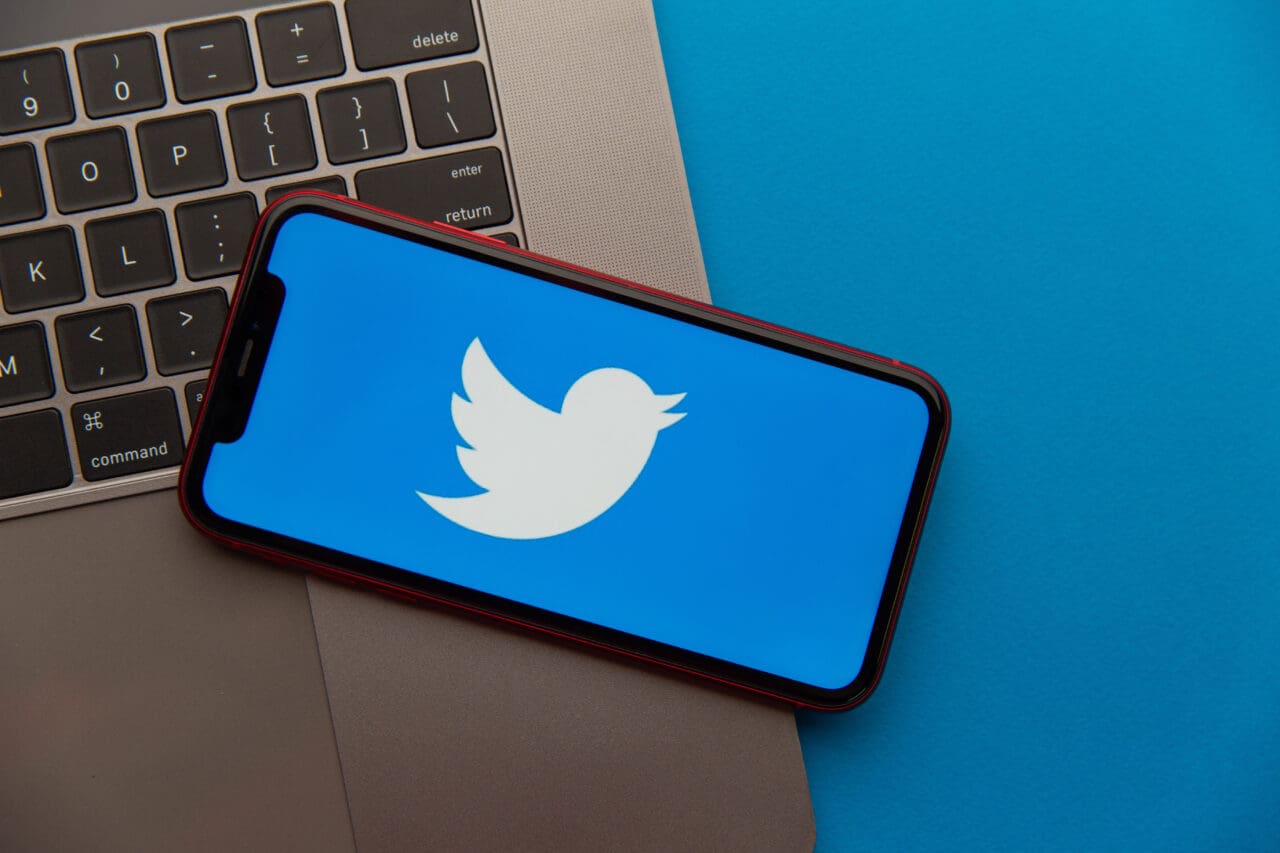 Twitter logo on iPhone display