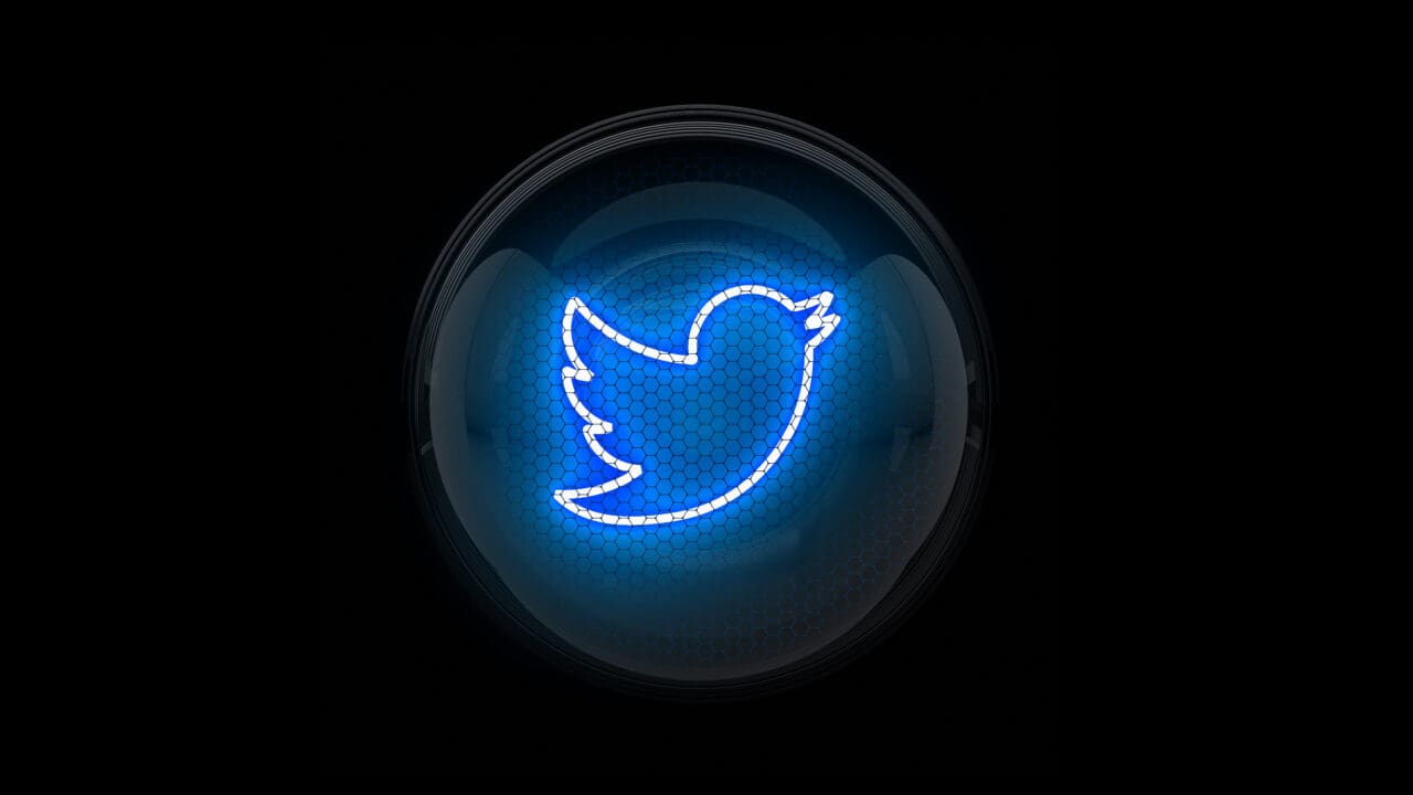 Twitter Logo. Twitter logo in gas discharge indicator