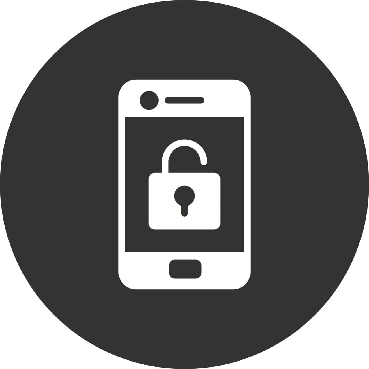 Mobile Unlock Icon in black circle