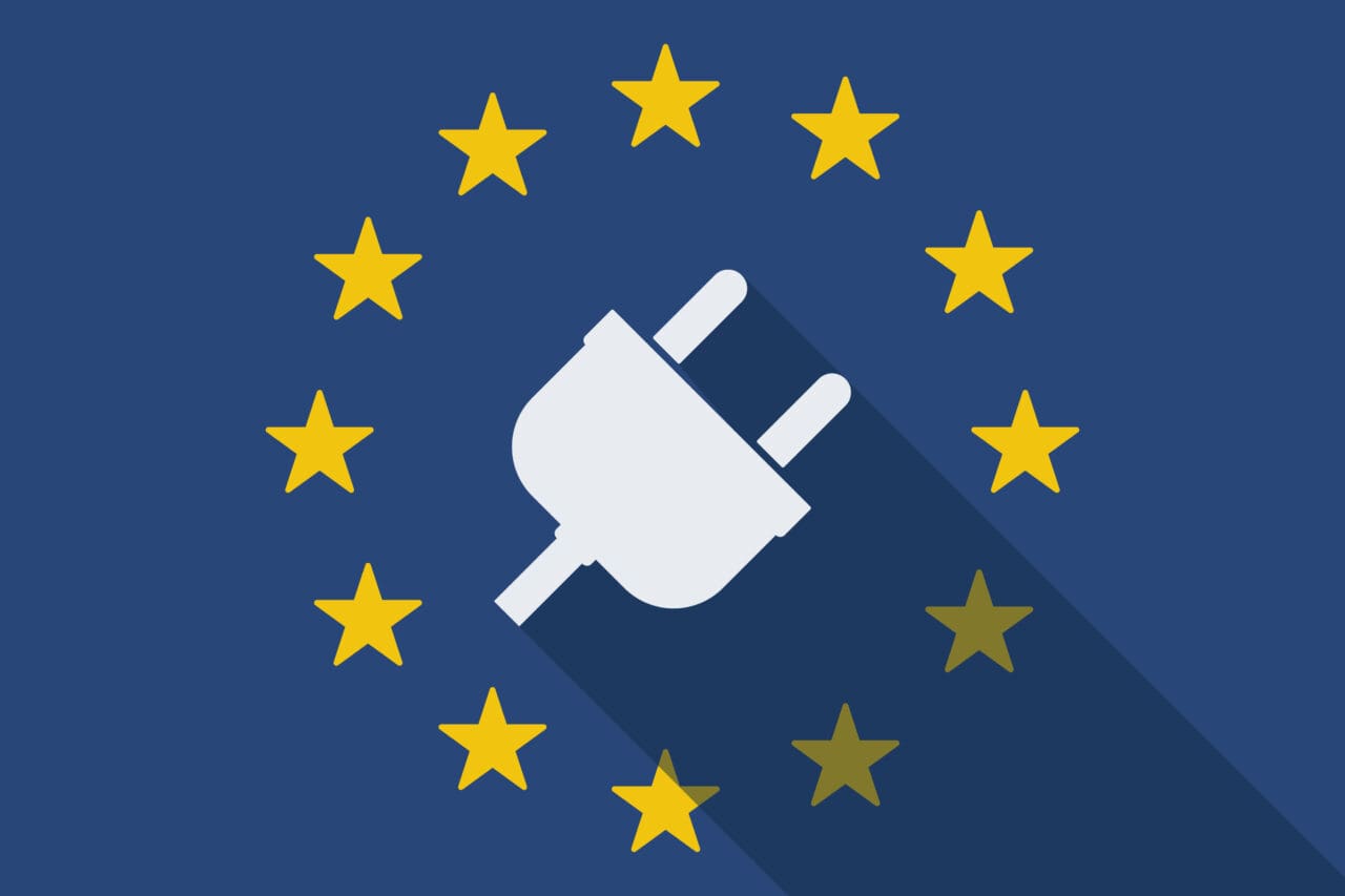 European Union long shadow flag with a plug