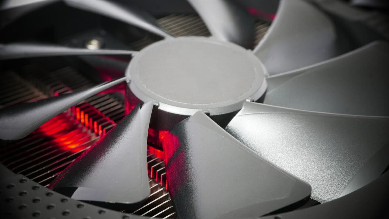Cooling system of powerful graphics card, heat produced by data