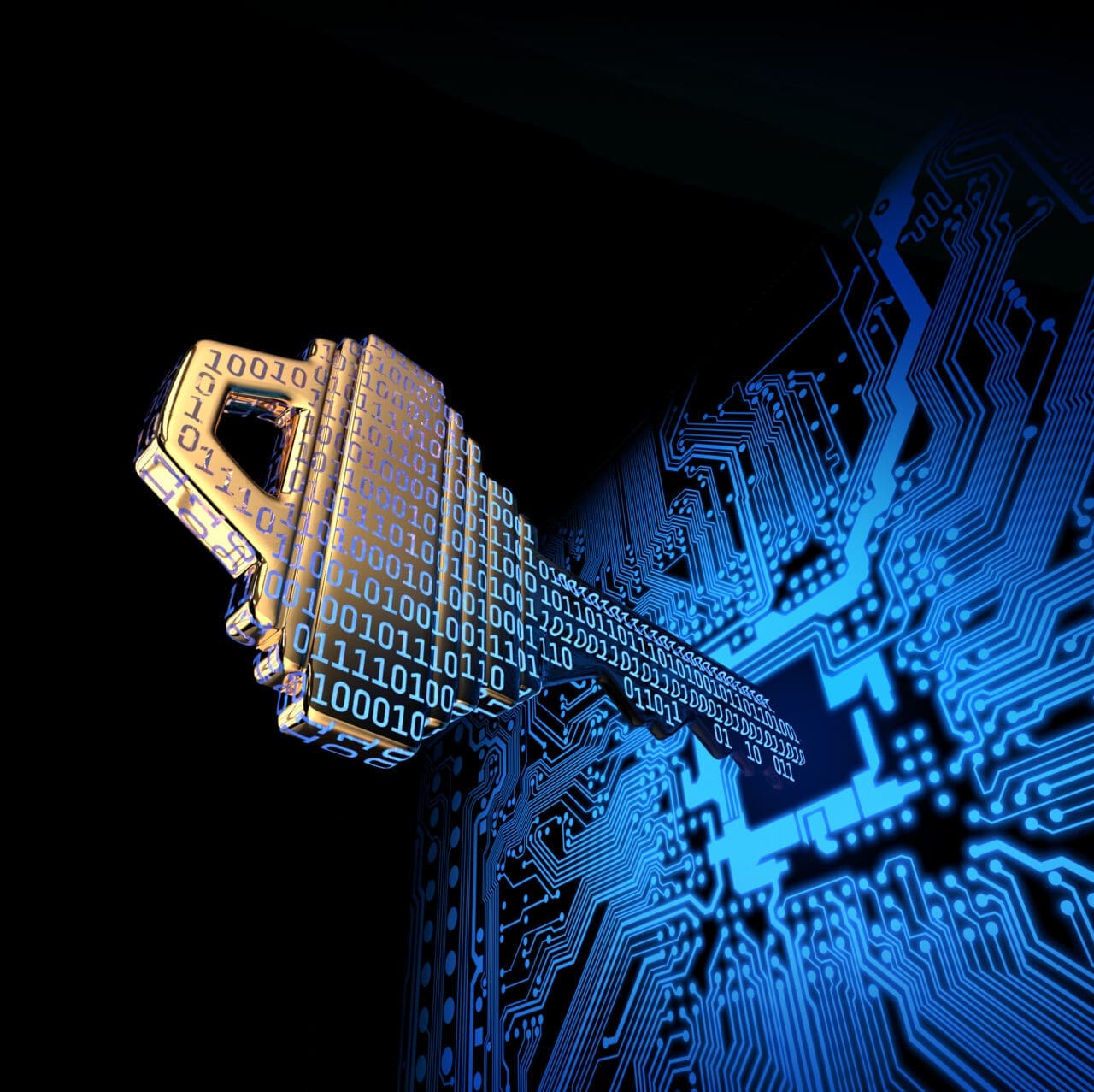 A Cybersecurity Concept Illustration; A Key Formed from Binary C
