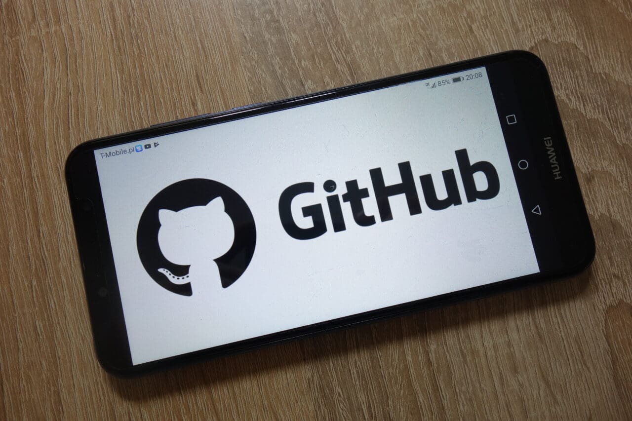 GitHub logo on mobile phone