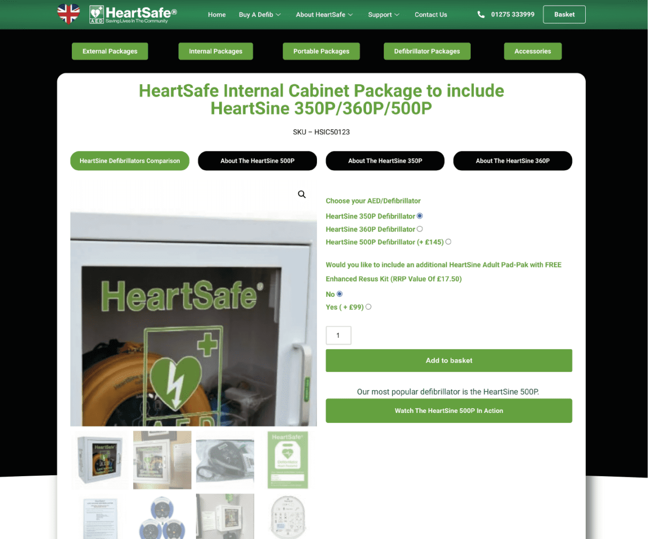 HeartSafe product page - HeartSafe internal cabinet package