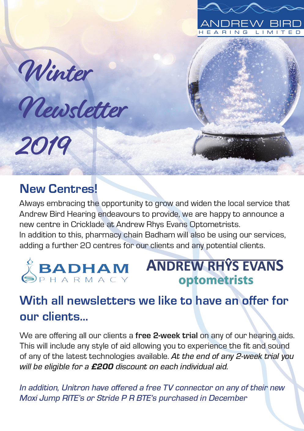 Andrew Bird Hearing Winter Newsletter 2019
