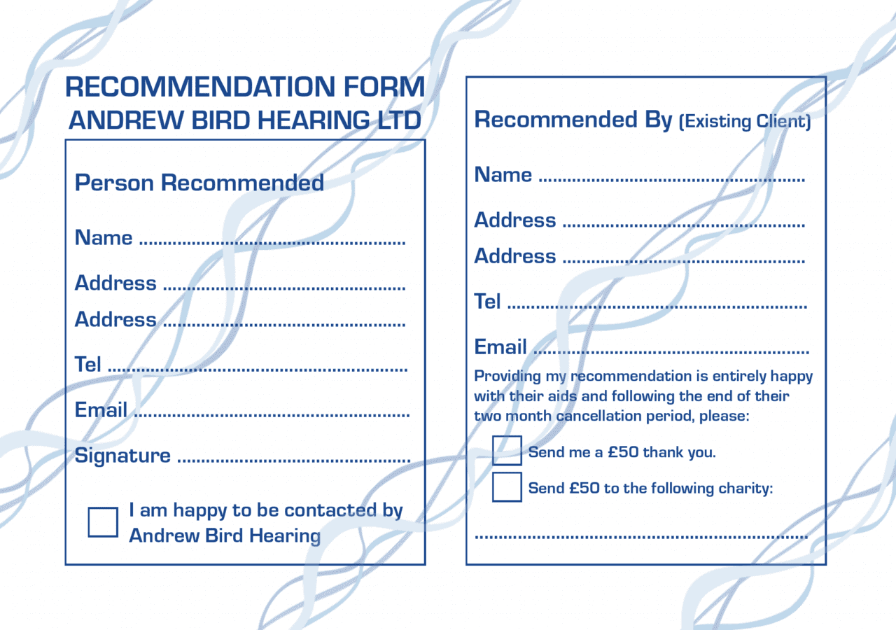 Recommendation Slip - Andrew Bird Hearing