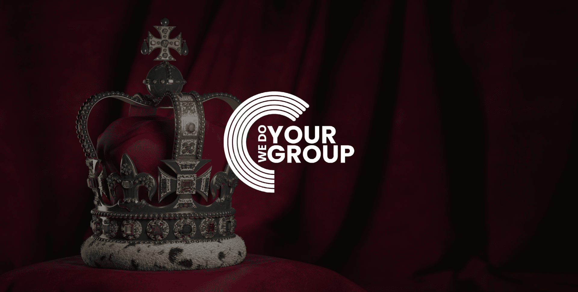 WeDoYourGroup white logo on background of Crown