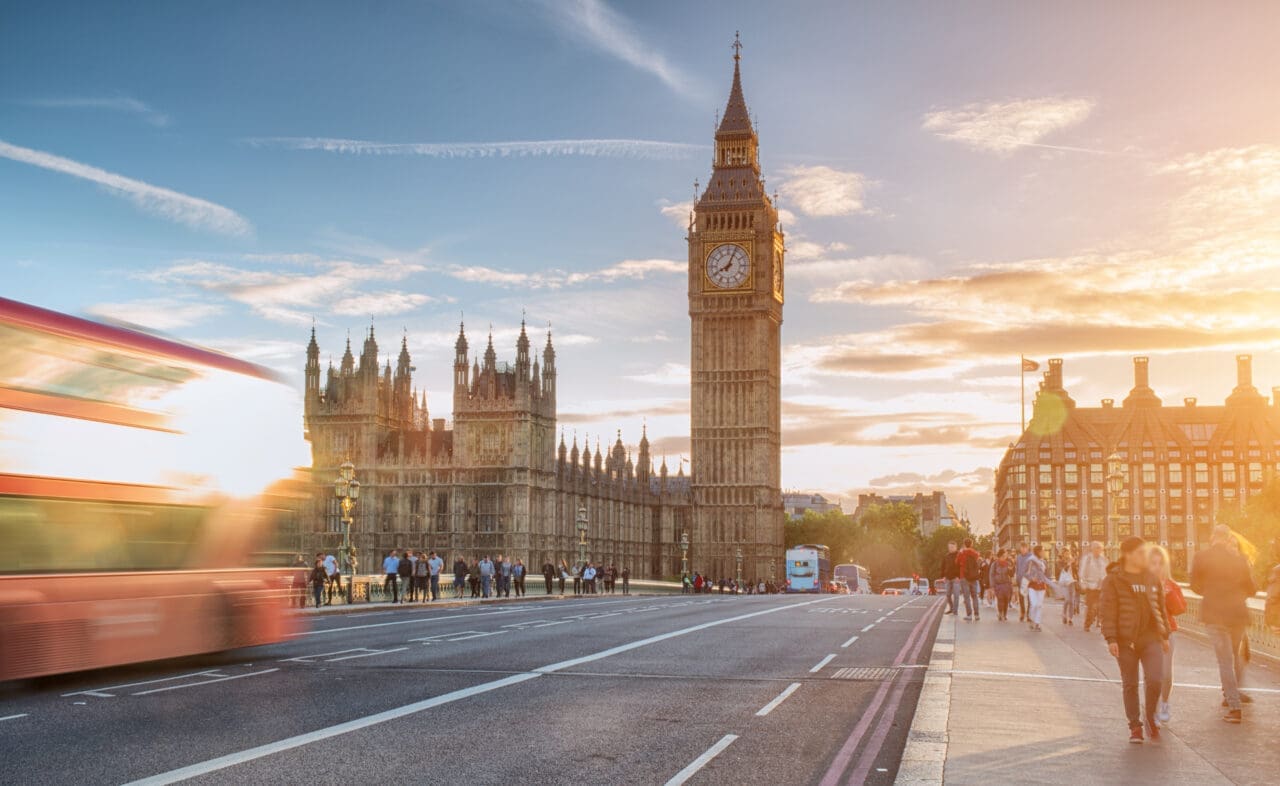 Westminster Bridge at sunny day