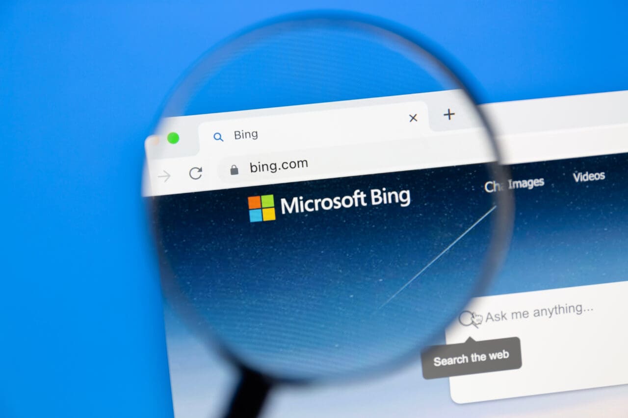 Microsoft Bing homepage on a computer screen
