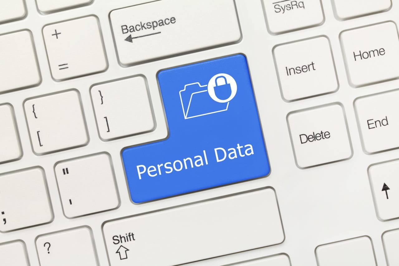White conceptual keyboard - Personal Data (blue key)
