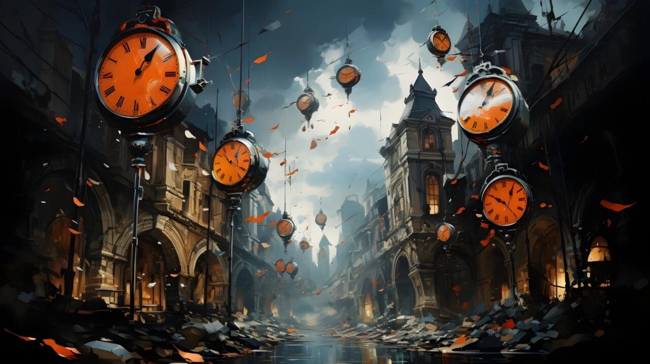 An orchestration of nonsensical elements and unexpected juxtapositions, where melting clocks intertwine with flying fish, creating a whimsical and thought-provoking wonderland. (Generative AI)