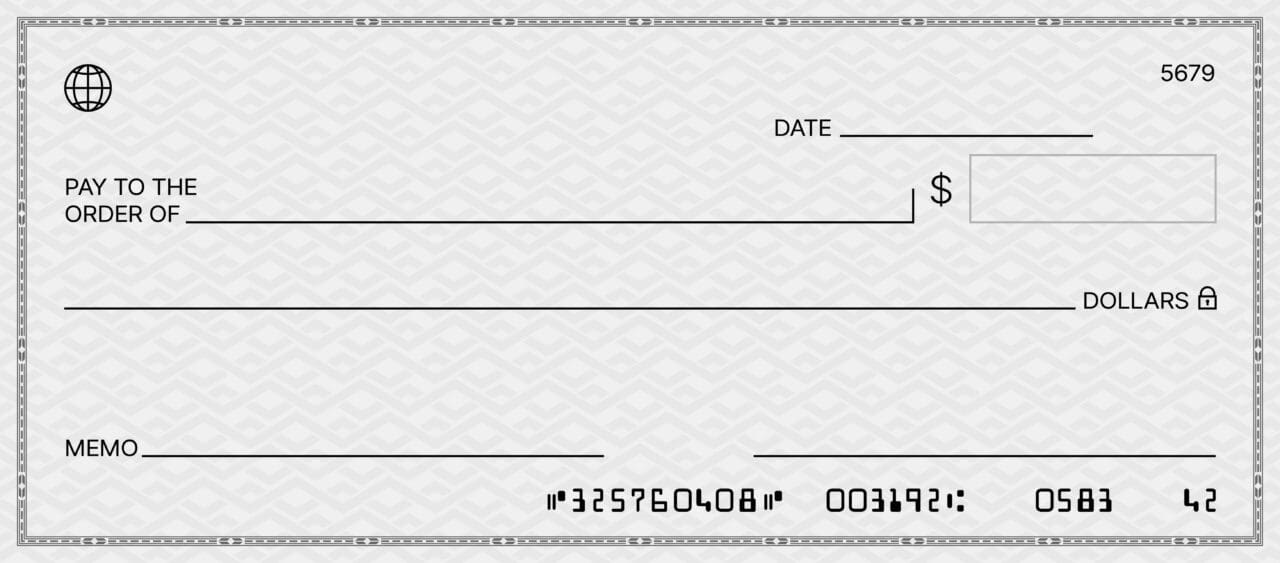 Bank check, vector money cheque, chequebook design