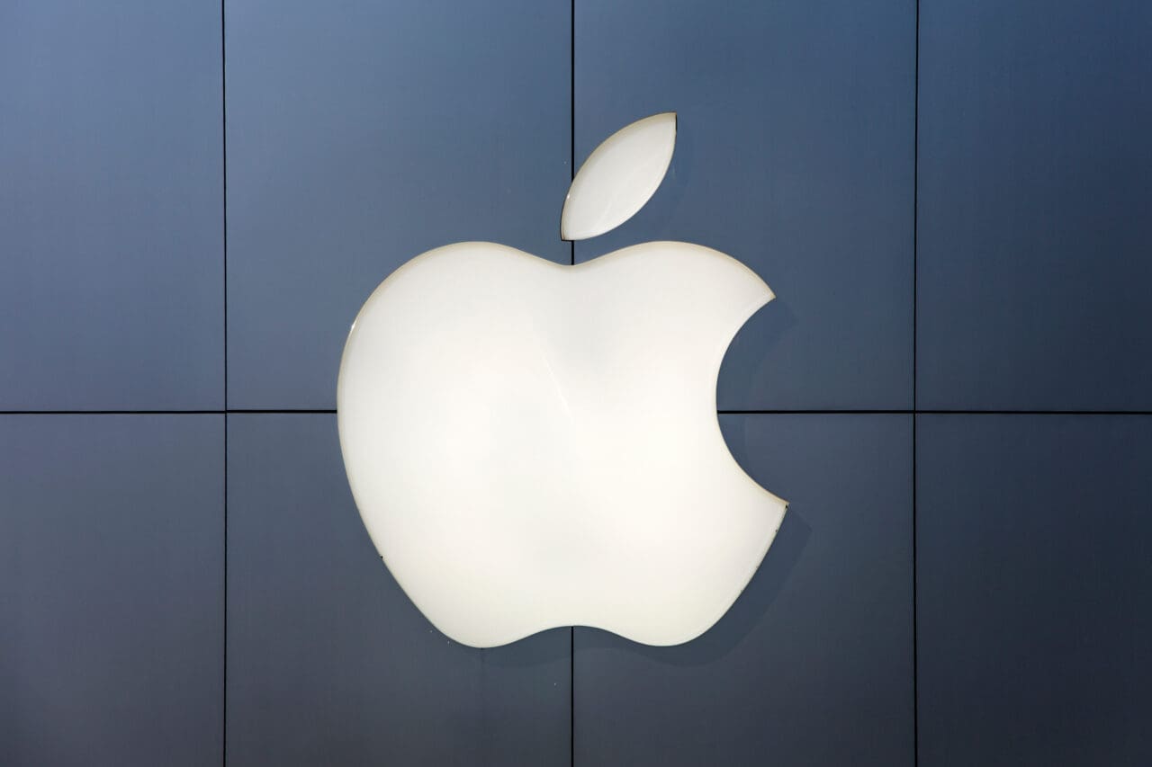 apple logo on grey background