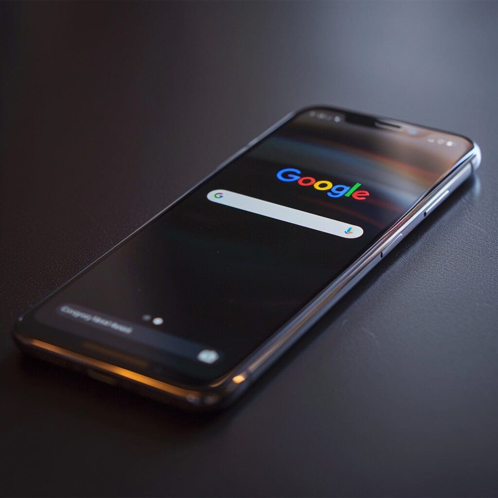 a mobile phone with the google browser open