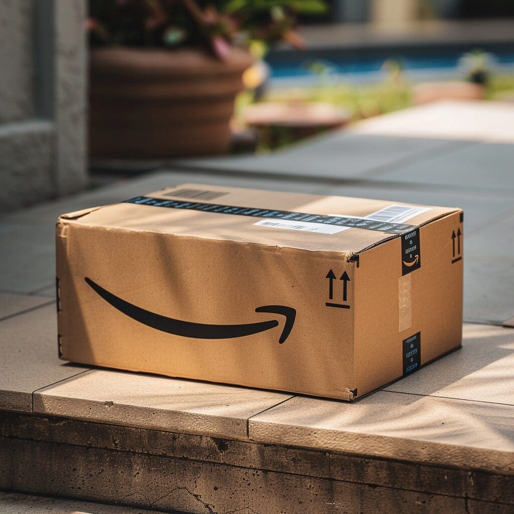 amazon parcel on a step