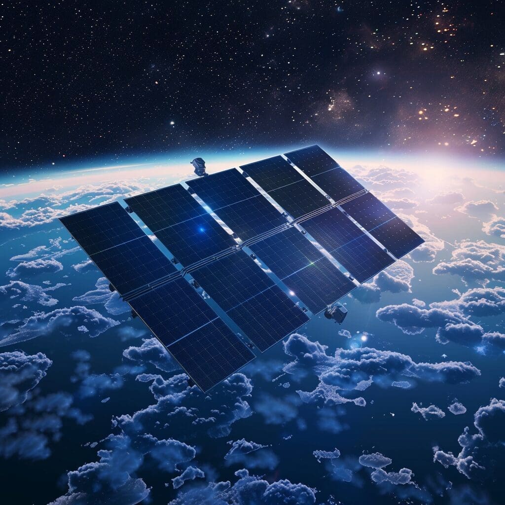 solar panel in space concept