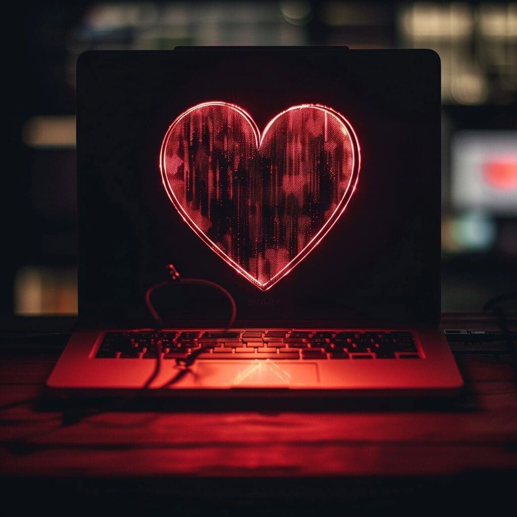 techy heart on a laptop screen