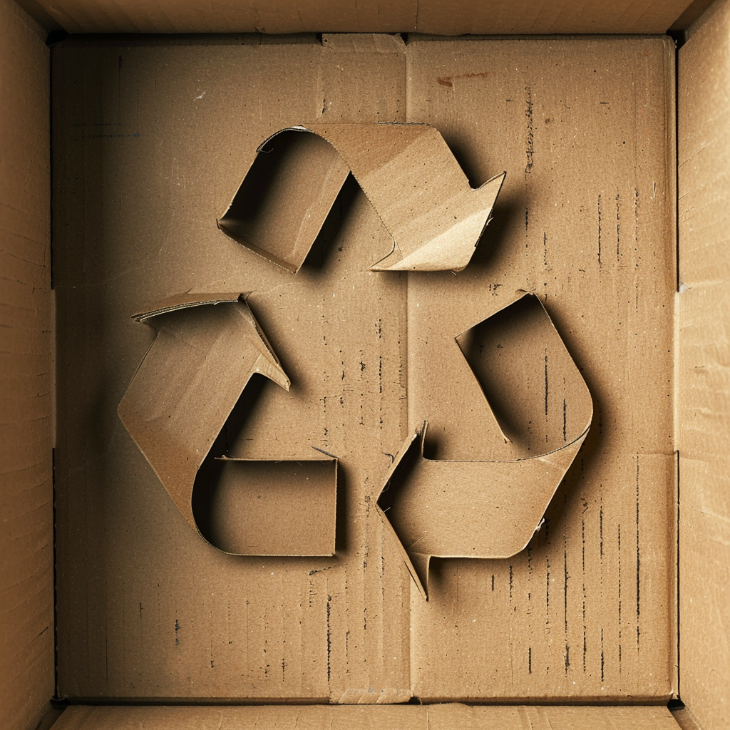 Recyclable Symbol on Cardboard Box