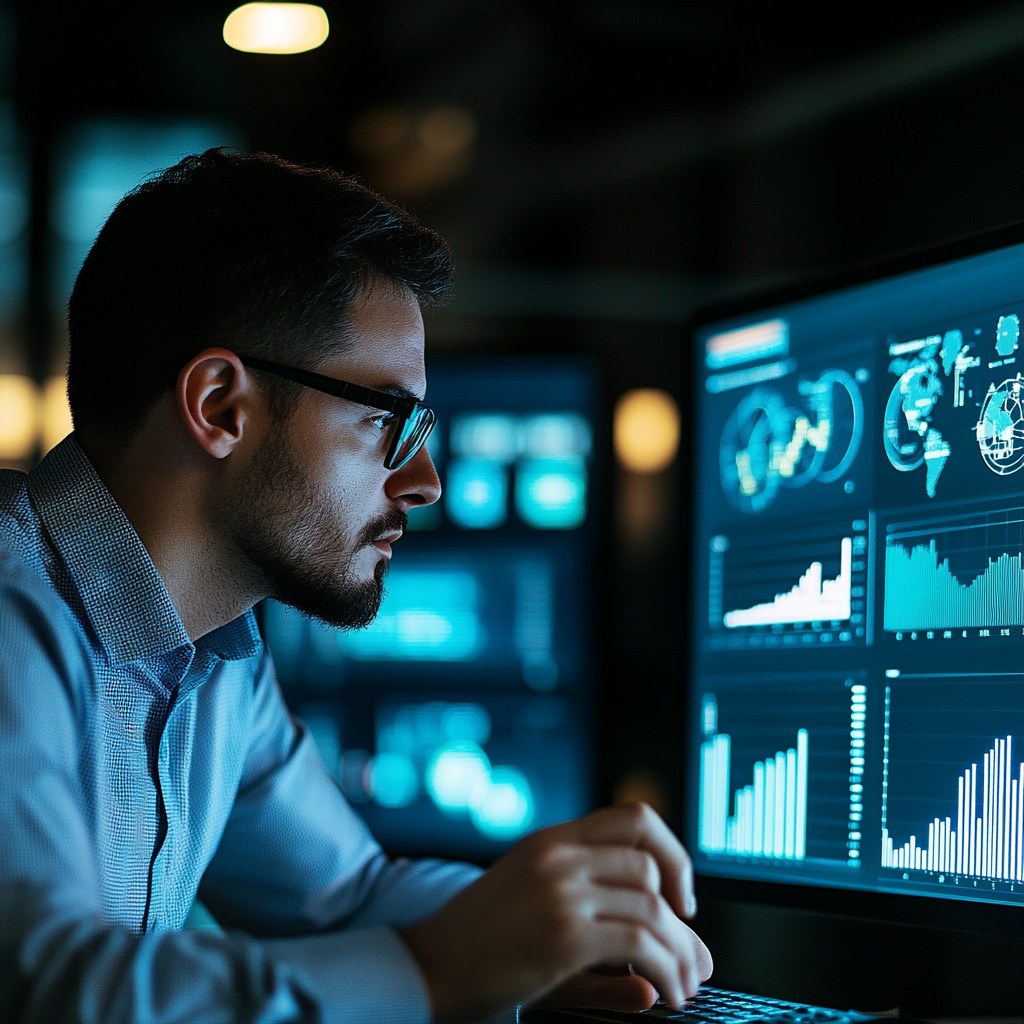 Man Analysing Data Display