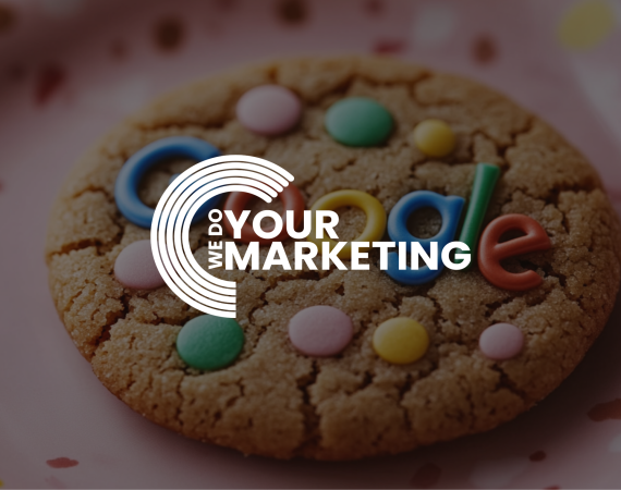 a cookie with 'Google' on it and the We Do Your Marketing logo over the top